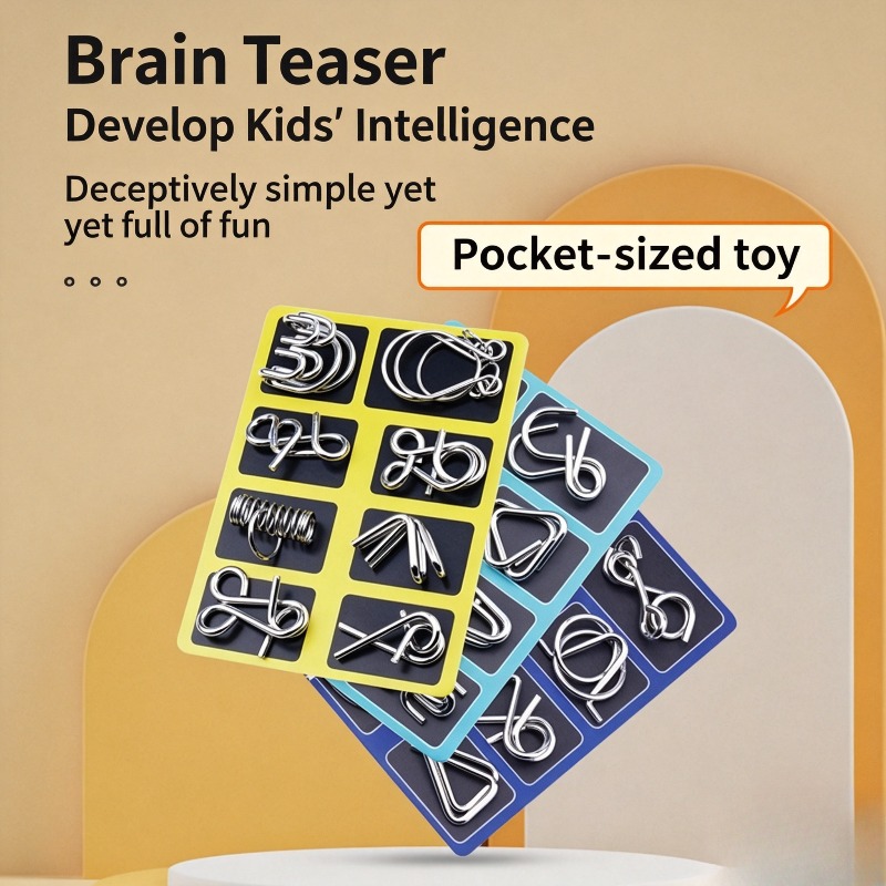Game Educational For Kids Free - 8-częściowy zestaw metalowych puzzli, klasyczna łamigłówka,