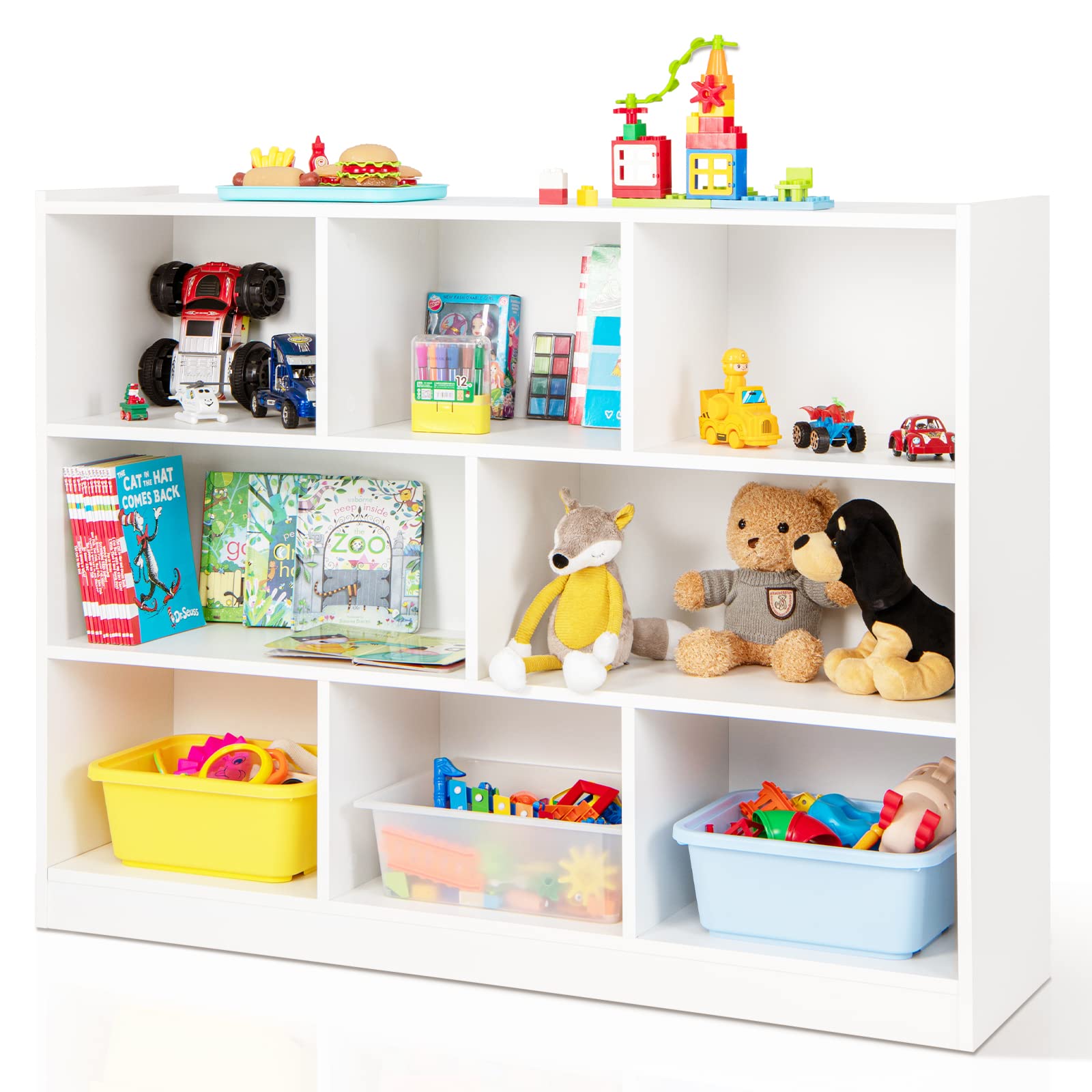 Montessori Shelf Toy - 3-półkowy regał na książki, drewniany organizer