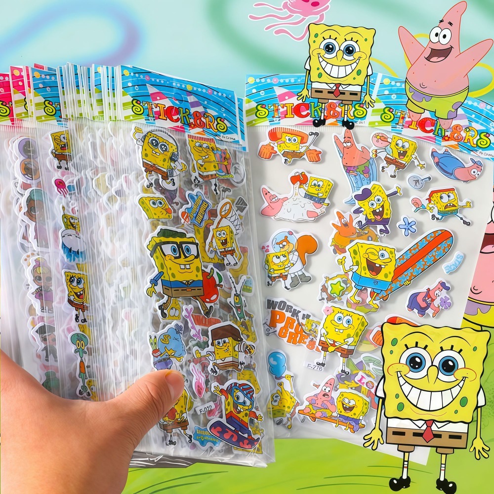 12-pakowe naklejki 3D SpongeBo – Educational Cartoon For Kids recenzja i cena
