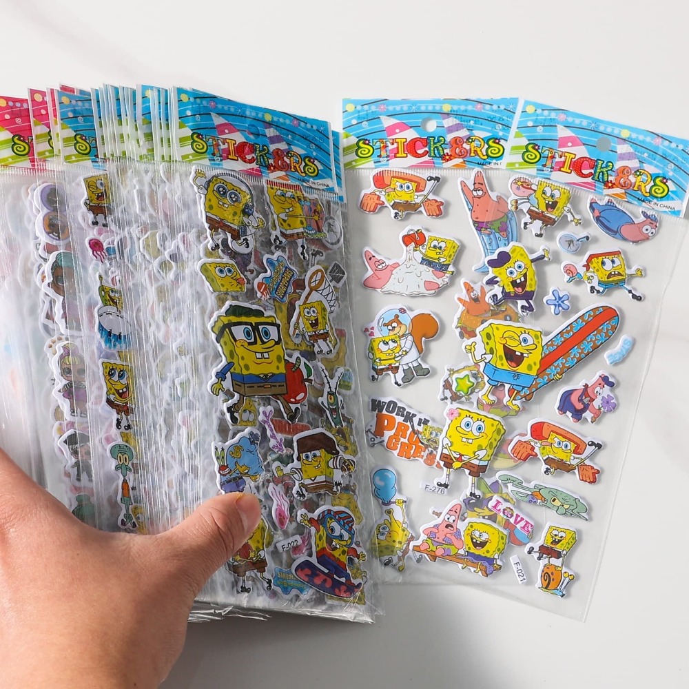 12-pakowe naklejki 3D SpongeBo – Educational Cartoon For Kids recenzja i cena