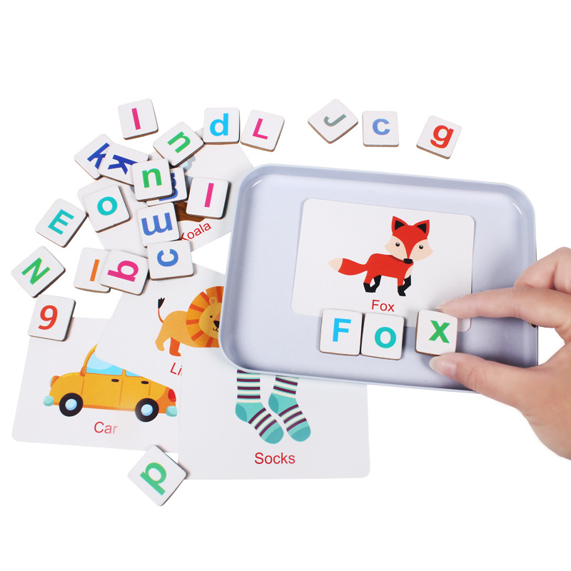 Drewniane puzzle fiszki gra li – Kids Education Words recenzja i cena